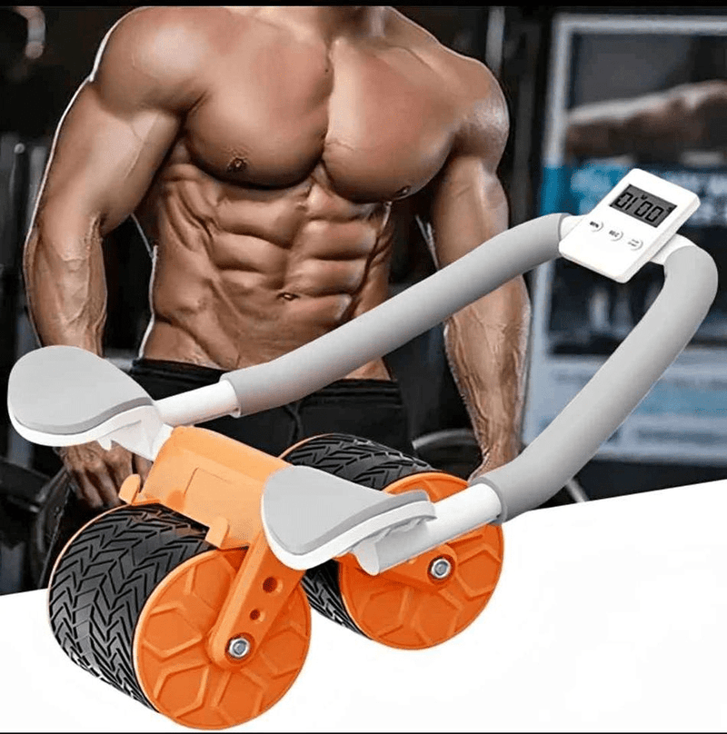 RODILLO ABDOMINAL FIT CON REBOTE AUTOMÁTICO - CON PANTALLA DIGITAL Y SOPORTE PARA CELULAR